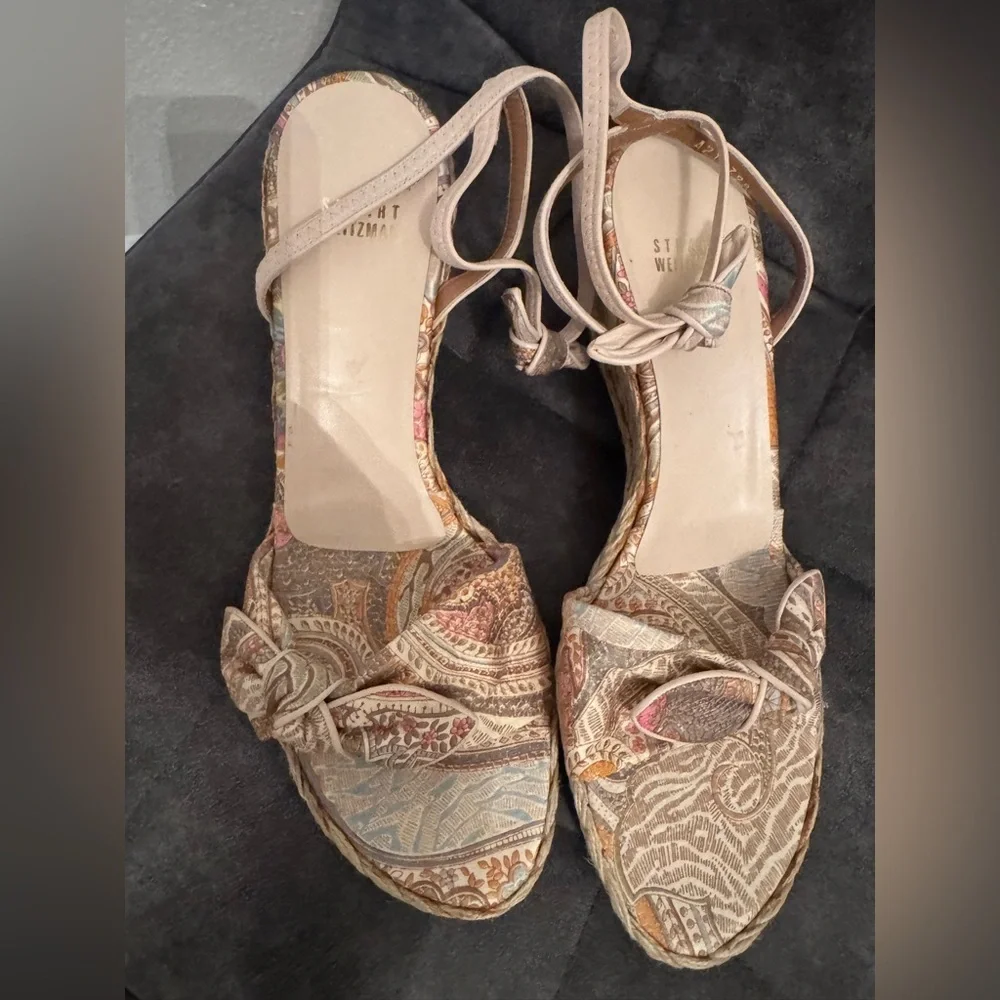 WOMENS STUART WEITZMAN MULTI-DESIGNED ANKLE STRAP ESPADRILLES WEDGE HEEL SIZE 9* - Picture 4 of 8